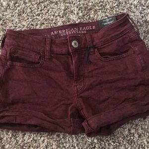 Stretchy maroon American eagle shorts